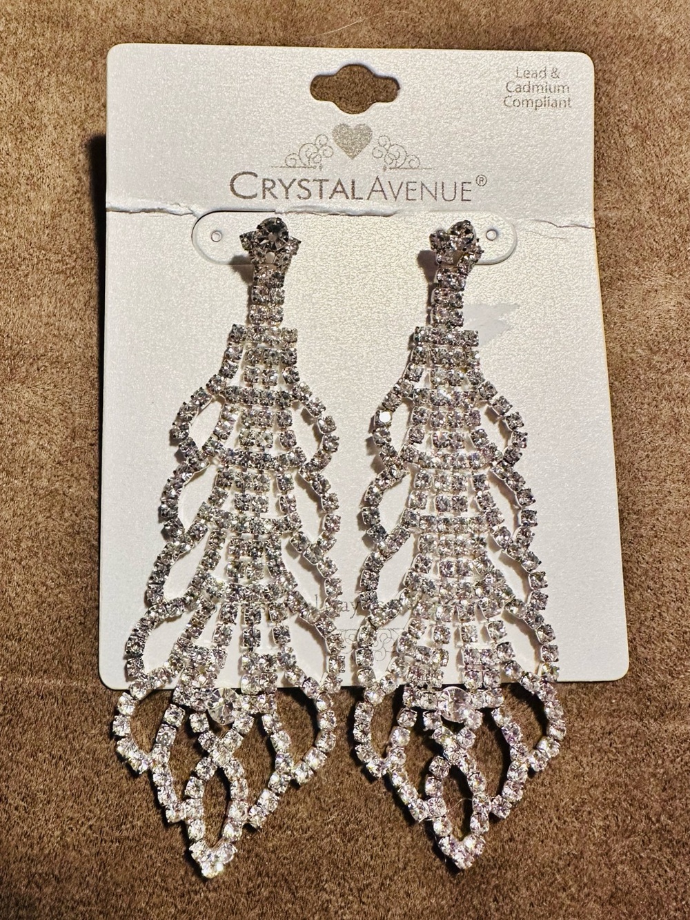 CrystalAvenue Silver Clear Crystal Chandelier Earrings